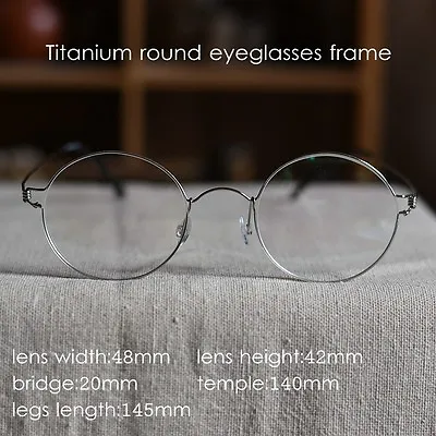 Retro Titanium Round Eyeglasses Steve Jobs Glasses Men's Silver Frame Eyewear • $34.49