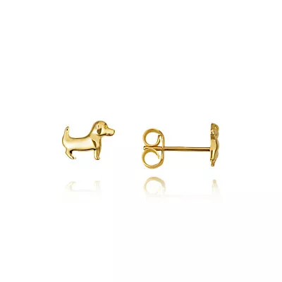 14K Yellow Gold Dachshund Pet Dog Stud Earrings • $99.99