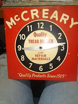 Vintage Mccreary Tire Tin Metal Sign Clock Dial Clean! • $250