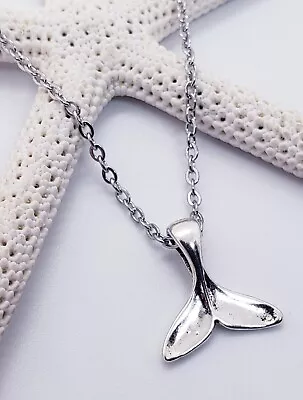 Minimalist Petite Silver Mermaid/Whale/Fish Tail Pendant Necklace • $3.83