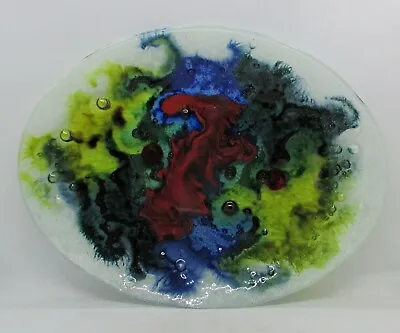 Abstract Colorful Glass Platter - NAHARIYA ART Glass By Andreas Meyer  • $85