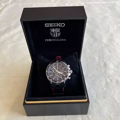 Seiko Sportura SNAE93P1 FC Barcelona Date Box Quartz Mens Watch Auth Works • $1352