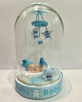 Personalised Newborn Baby Boy Girl Gift Present  Keepsake LED Glass Dome • £24.99