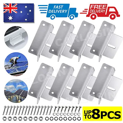 4/8x Solar Panel Z Bracket Mounting Mount Flat Roof Wall Aluminum Large-sized • $11.85