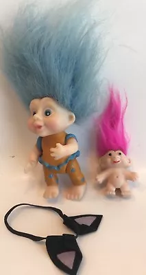 1991 Applause 3  Troll Doll Blue Pencil Topper Pink Russ Halloween Cat Ears Only • $10