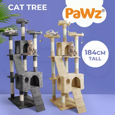 Pawz 184cm Cat Trees Scratching Post For Large Cat Scratcher Hammock Tower House • $109.99