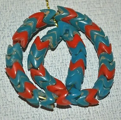 Antique Czech Glass Interlocking European Snake Vertebrae Beads African Trade • $10.56