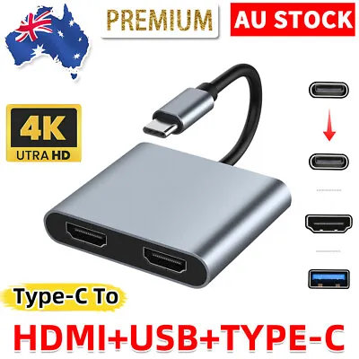 $25.95 • Buy Type-C To Dual HDMI USB-C Hub 4K 60Hz Adapter Docking Station For Laptop Phone