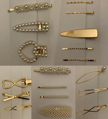 £3.99 • Buy 3/4/5 Pcs/sets Pearl Hair Clips Slide Bridal Hair Accessory Geometric Snap UK