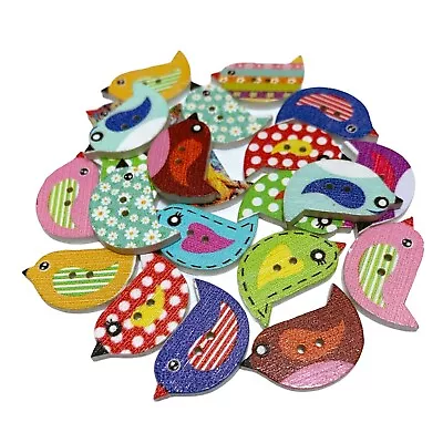 60 Wood Mixed Bird Shaped Buttons Craft Sew Cards **Buy Any 3 Get 3 FREE** • £3.79