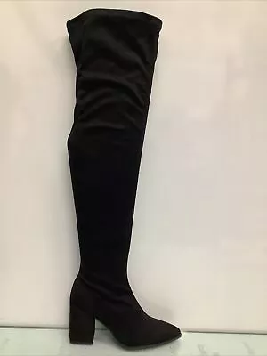 Wild Diva Lounge Over The Knee High Streachy Pull On Pointy Toe Black Boot Sz 8M • $29