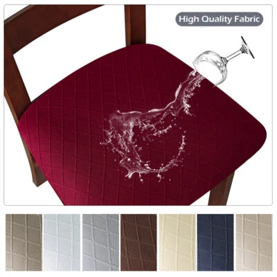$11.24 • Buy Waterproof Fabric Chair Cushion Covers Stretch Dining Seat Slipcover Black AU