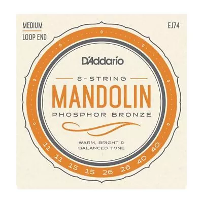 D'Addario EJ74 Mandolin Strings Phosphor Bronze Medium 11-40 • $10.99