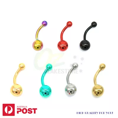 X2 Belly Bars Button Piercing Barbells Surgical Steel Anodised Body Jewellery  • $5.99