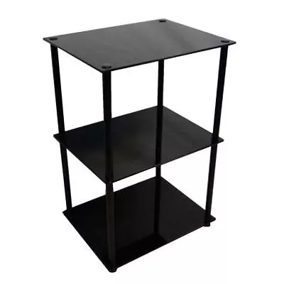 Convenience Concepts End Table Rectangle Modern Designs2Go 3-Tier Glass Black • $52.57