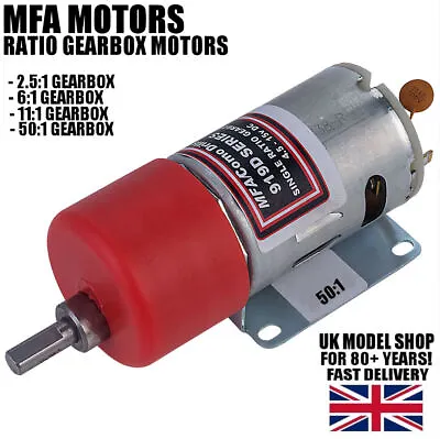 MFA Range RC Motor With Ratio Gearbox  Torpedo 500 - 919D Motor • £24.99