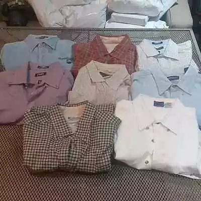 Lot Of 8 Men’s Shirts  L Button Up Long Sleeve Timberland Columbia • $43.52