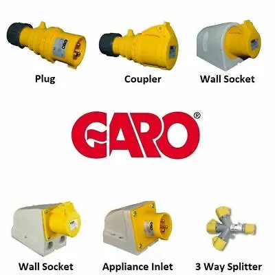 Garo 110V 16A 2P+E Yellow Industrial Plugs & Sockets IP44 • £47.46