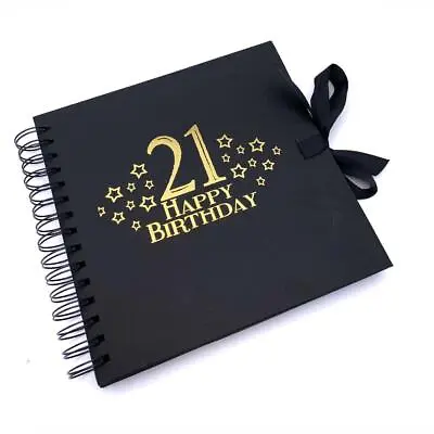 Personalised 21st Birthday Black Scrapbook Guest Book Or Photo Album With Gold • £14.99