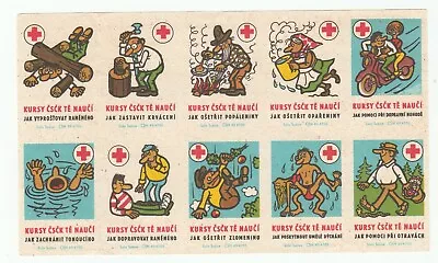 Uncut Complete Set Of Safety - Matchbox Labels Czechoslovakia (s171) • $4