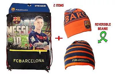 Messi 10 Fc Barcelona Cinch Drawstrin Beanie Bag Soccer Bookbag Backpack Officia • $14.99