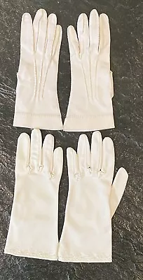 2 Pair Vintage 1960's White Formal Daywear Glove Lot Embroidered • $14.99