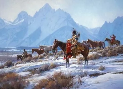  Apsaalooke Horse Hunters  Martin Grelle Grande Edition Fine Art Giclee Canvas • $2500