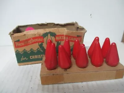 Vintage Box Of 10 Old C-6 Cone Christmas Light Bulbs #4 • $15