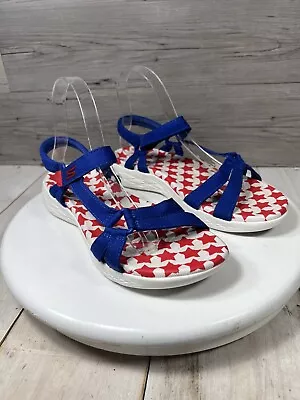 Skechers Womens Sandals Size 9 Goga Mat Gen 5 Patriotic Strappy Sandals 140034 • $16.99