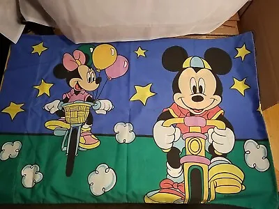 Disney Mickey & Minnie Bike Mouse Pillow Case Standard Double Sided USA Vintage  • $8