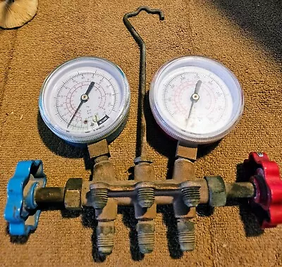 Used Set HVAC Refrigeration Charger Manifold Gauges Untested For Parts • $6.80