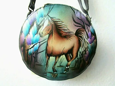 Anuschka Free Spirit Hand Painted Leather Round Crossbody Purse - Nwt • $145