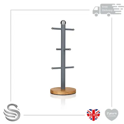 £14.99 • Buy Swan Nordic Mug Tree Non-slip Bamboo Base Wooden Effect Steel Soft Touch Scandi