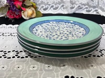 Set Of 4 Mikasa  Susanne  Blue Leaves Salad Plates 8 1/4  • $45