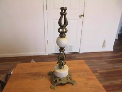 Vintage Ornate Cast Brass And Marble Lamp Base From Estate • $24.99