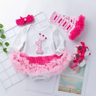 Baby Girl 1st Birthday Outfit PRINCESS 4 Pcs With Shoes Cakesmash Photoshoot • $39.99