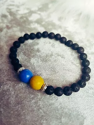 Ukraine Flag Colours Lava Rock Bracelet Wristband CHARITY DONATION To UKRAINE  • £3.79