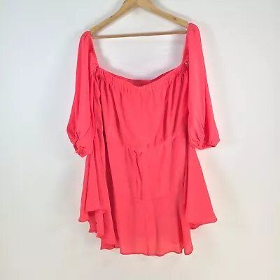 Mossman Womens Mini Dress Size 12 Pink 3/4 Sleeve Off Shoulder 081001 • $34.95