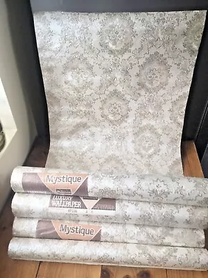 £45 • Buy 1 Roll Of Unused Vintage 1960's Grand Champagne Damask Embossed Luxury Wallpaper