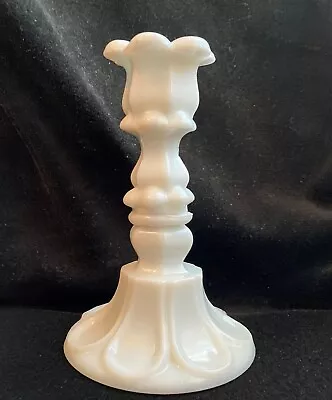 Vintage 1850s Boston & Sandwich Milk Glass Petal & Loop Candlestick Candleholder • $42