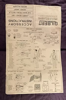 Gilbert  Accessory Instructions  Sheet   Bond  Uncle  Honey  Moon Mcdare  1966 • $24