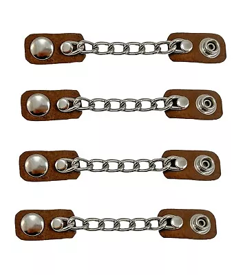 Brown Motorcycle Vest Extenders Single Steel Chain USA Made 24 Snaps MC Biker • $17.99