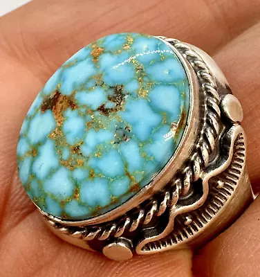 Navajo Men's Sonoran Gold Turquoise Ring SZ 13 Sterling Silver20g Signed AT • $292.94