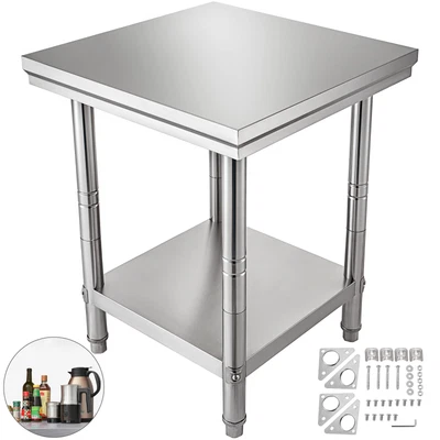 £77.99 • Buy 201 Stainless Steel Kitchen Work Bench Top Food Grade Catering Prep Table Wheels