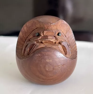 £29.99 • Buy Vintage Japanese Small Wooden Daruma Doll Netsuke Wood Carving ~ Folk Crafts