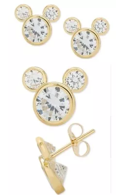 Official Disney Mickey Mouse 14K Yellow Gold  Cubic Zirconia Stud Earrings $225 • $149.99