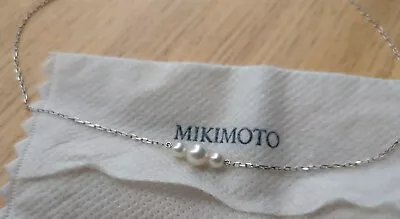 Authentic Mikimoto Three Pearl Necklace 18 KWG • $355