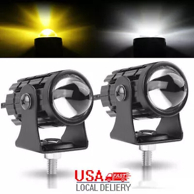 2x Motorcycle LED Headlight Fog Driving Spot Light Auxiliary Lamp Yellow White • $17.99