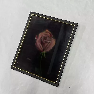 Vtg Black Velvet Painting Red Roses Flower Framed 17.5” X 21.5” Garden Nature • $65