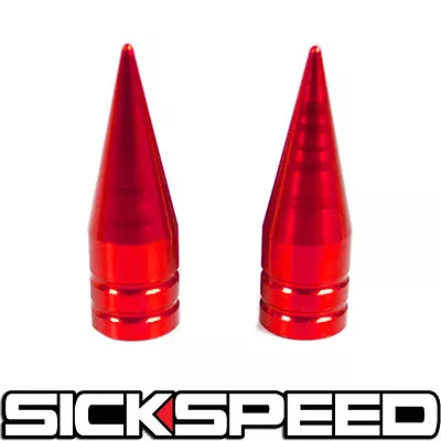 2pc Red Long Spiked Valve Stem Caps Metal Thread Kit/set For Wheel/tires M8 • $9.88